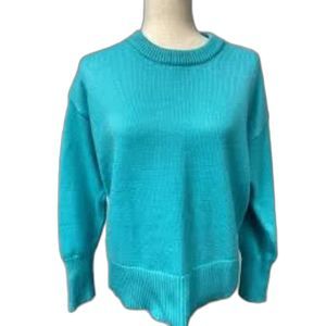 Philosophy Cozy Viscose Blend Blue Aqua Crew Neck Long Sleeve Knit Sweater